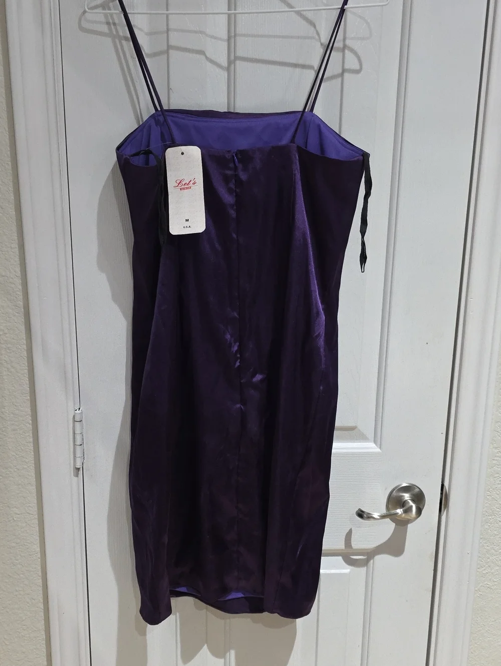 Let’s Satin NWT Purple Slip  Dress Size M Made In USA - Picture 6 of 10